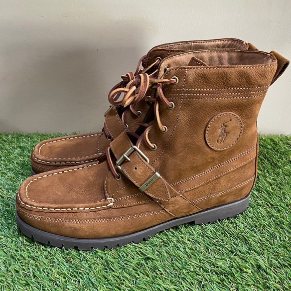 Polo Ralph Lauren Country Ranger Brown Suede Leather Boots Buckle
